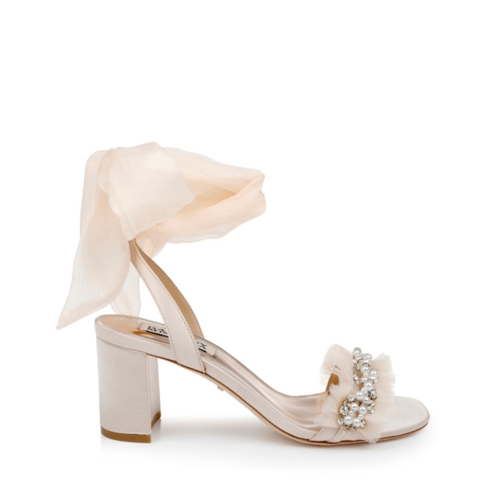 Badgley Mischka Tana Block Heel Sandal With Chiffon